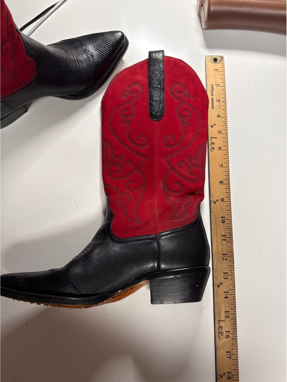 Nine West Black Leather Red Suede Western made in Brazil Cowboy Boots Size 6.5 - Picture 6 of 11